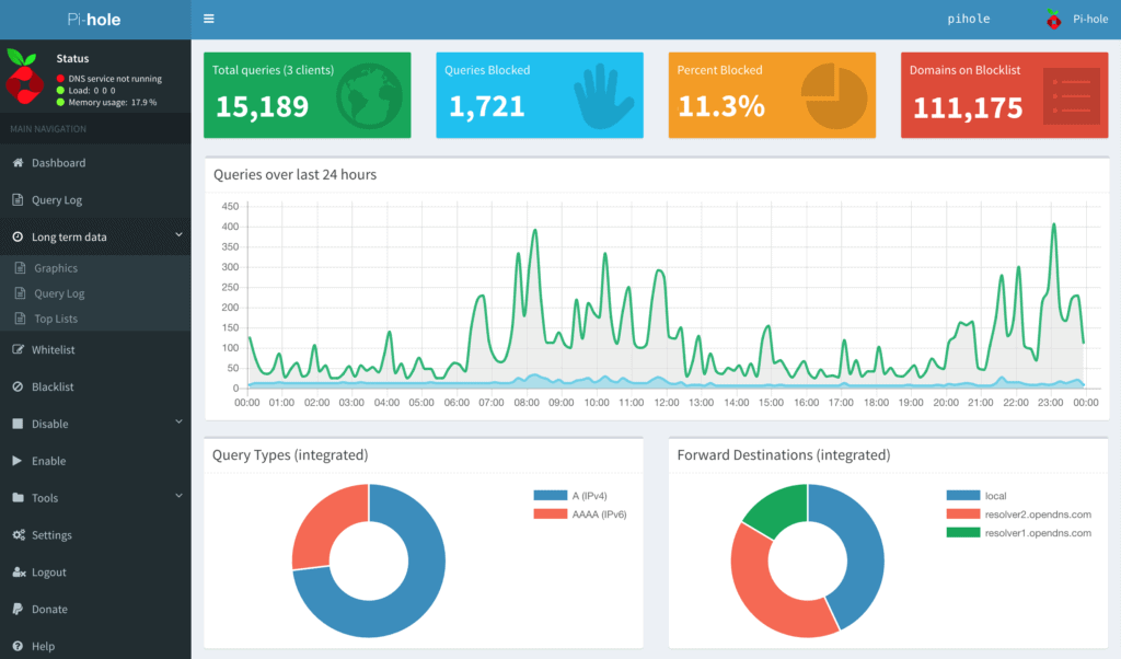 Pi-hole interface