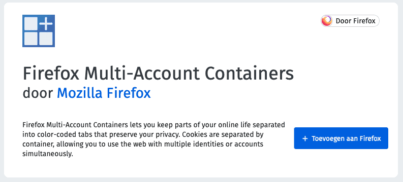 firefox multi-account containers installeren